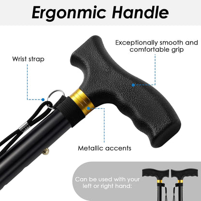 Walking Cane  Cane for Man/Woman | Mobility & Daily Living Aids | 5-Level Height Adjustable Walking Stick | Comfortable Plastic T-Handle Portable Walking Stick Folding Cane