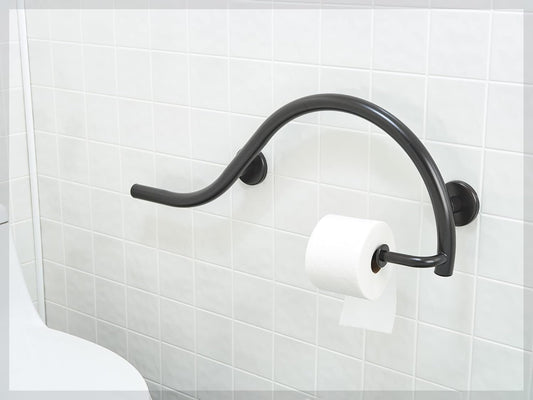 Grab Bar Toilet Paper Holder for Bathroom Safety/304 Stainless/Left/Oil Rubbed Bronze/ 30" X 11"