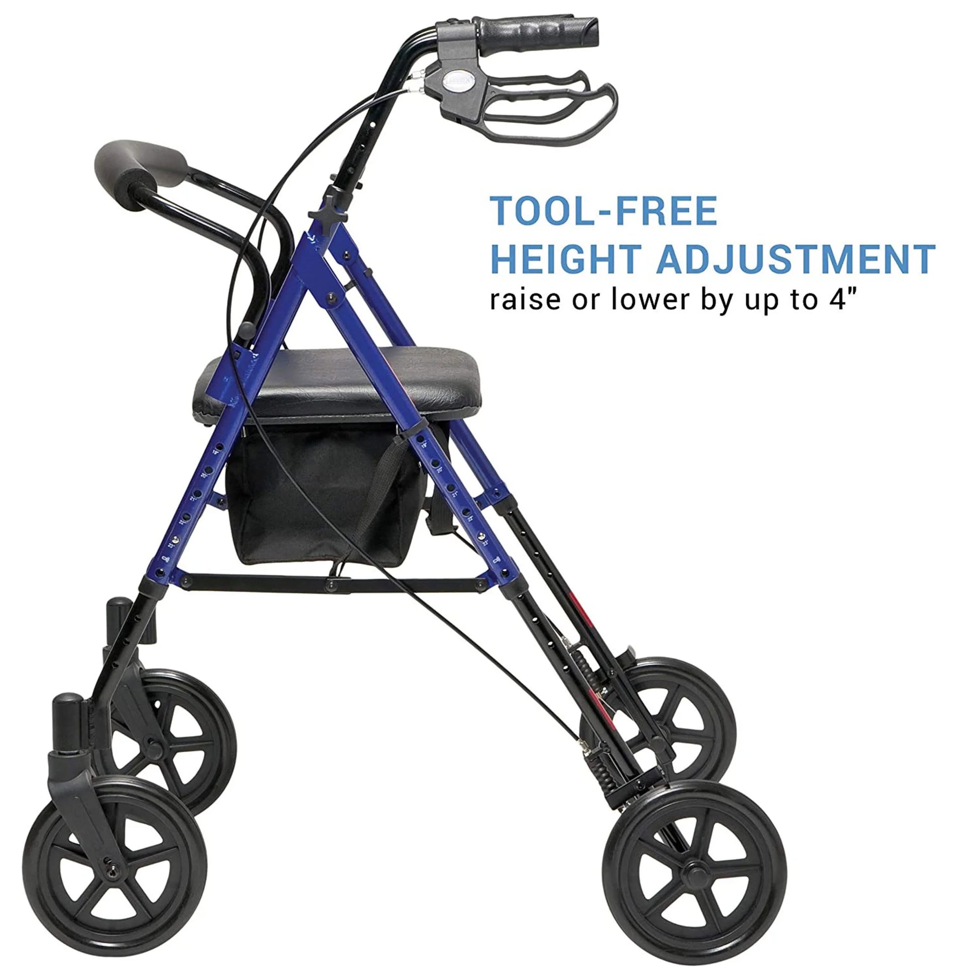 Lumex Set N' Go Wide 2-In-1 Height Adjustable Rollator Walker, Blue