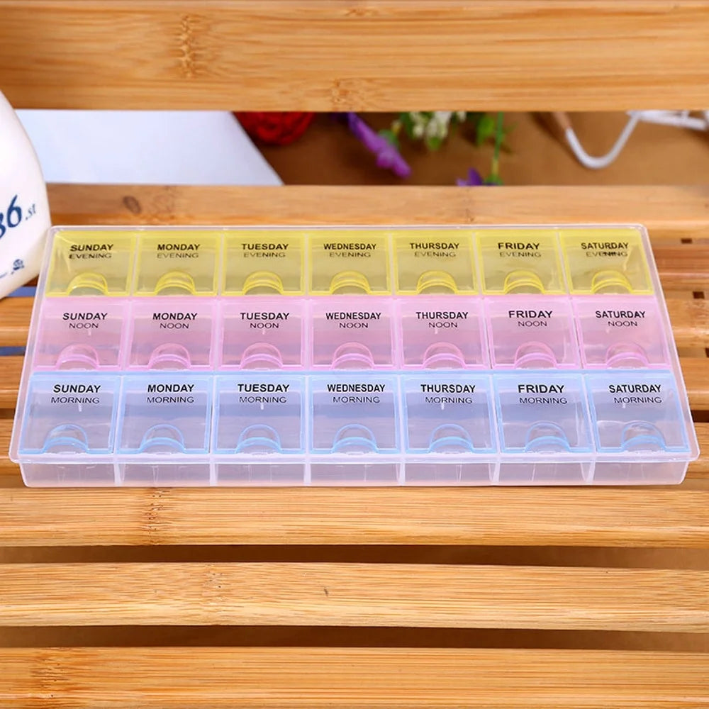 Weekly Pill Organizer 3 Times a Day 7 Day Pill Box Holder Large Daily Medicine Organizer Travel Pill Case Pill Container Multicolor