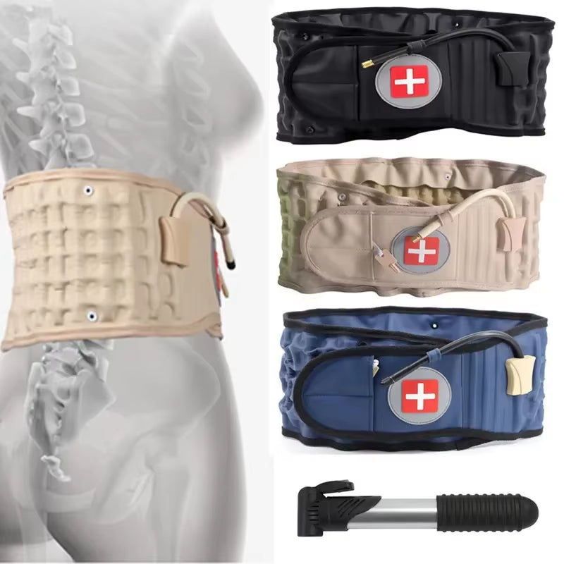 1Set Waist Air Traction Brace Belt Spinal Lumbar Support Back Relief Belt Backache Pain Relief Massager Physio Decompression