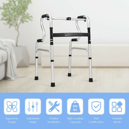 One-Button Folding Aluminum Walking Frame Walker