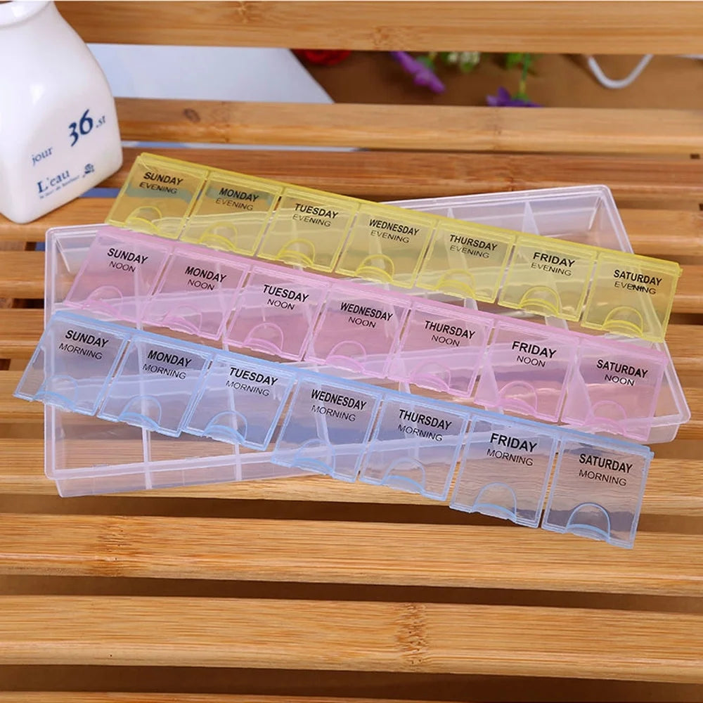 Weekly Pill Organizer 3 Times a Day 7 Day Pill Box Holder Large Daily Medicine Organizer Travel Pill Case Pill Container Multicolor