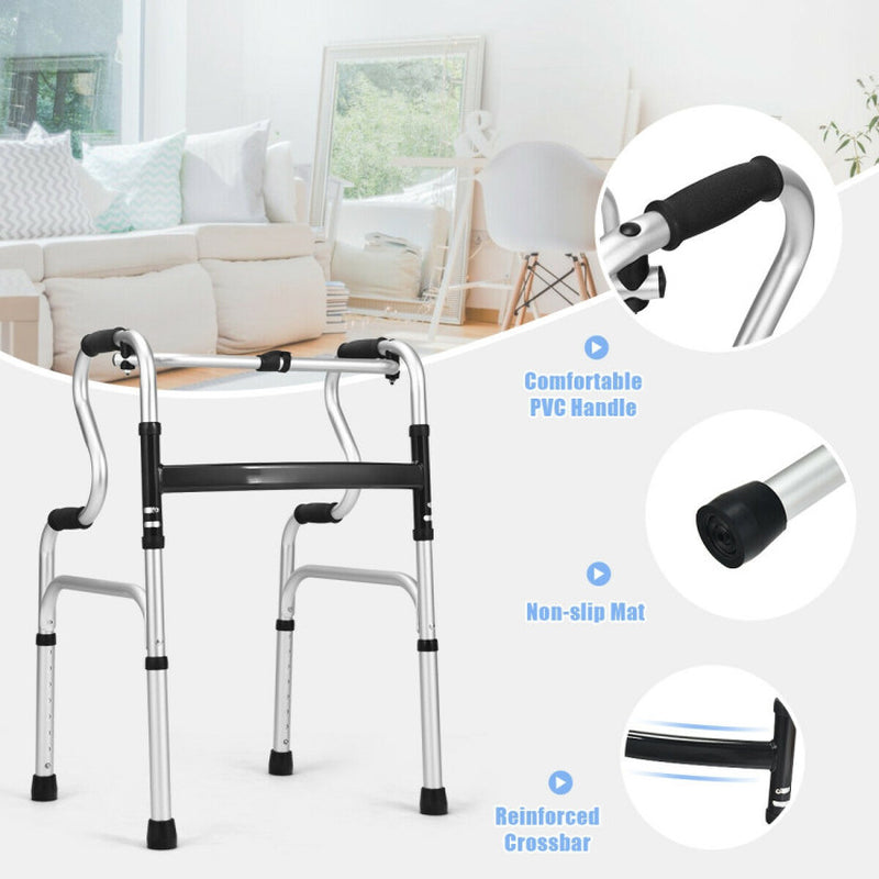 One-Button Folding Aluminum Walking Frame Walker