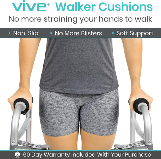 Walker Handle Cushions - Padded Hand Covers - Soft Cushion Padding Medical for Folding Rolling Wheelchair, Rollator Handle, Senior, Elderly Grippers - Crutch Handle Pad Grips - Mobility Aid