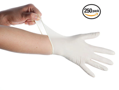 Nitrile Exam Gloves - White, Medical Grade, Food Safe, Non-Latex - Pack of 250 (Size M)