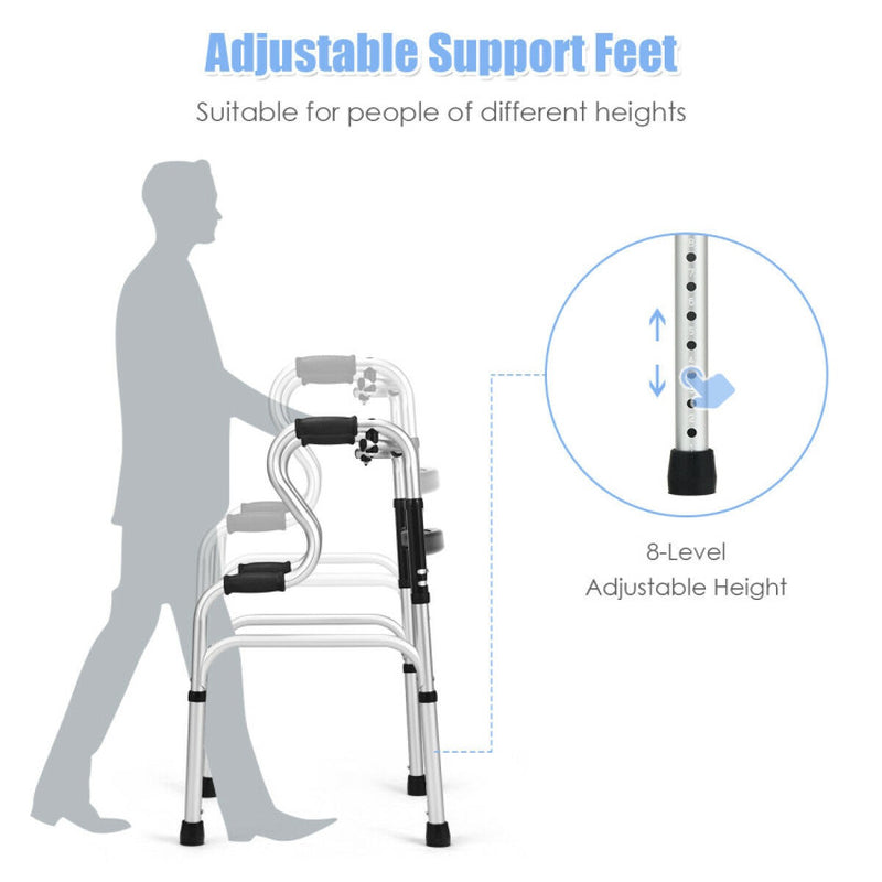 One-Button Folding Aluminum Walking Frame Walker