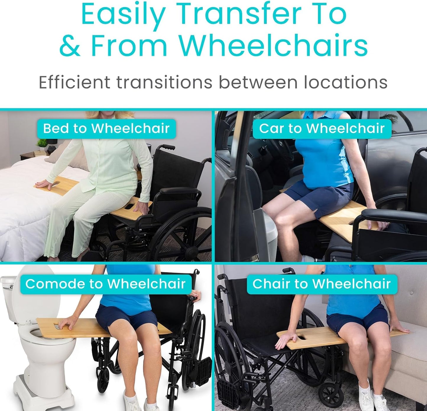 Transfer Board (36" by 12") - Patient Slide Assist Device - Transferring from Wheelchair to Bed, Toilet, Car, Bathtub - Heavy Duty Sliding for Elderly, Seniors, Disabled - Transport Platform