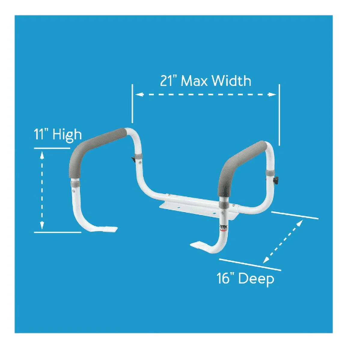 Steel Toilet Support Rail with Adjustable Legs and Handles for Seniors, 300 Lb Capacity