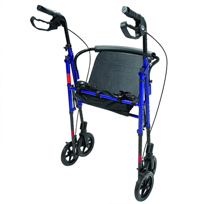 Lumex Set N' Go Wide 2-In-1 Height Adjustable Rollator Walker, Blue