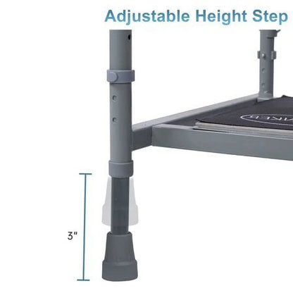 Adjustable Height Bed Step Stool, Bed Assist Bar with Storage Pocket, Including Blanket, LED Light for Fall Prevention, for Elderly, Pregnant, Handicapped, Holds up to 350Lb, Grey