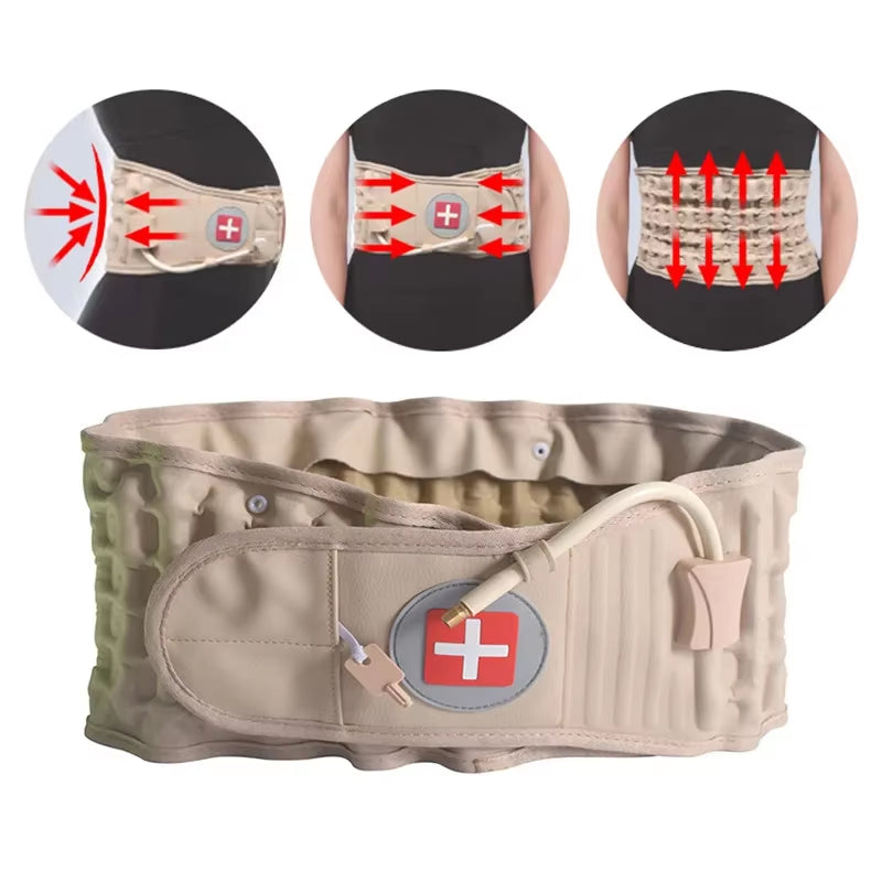 1Set Waist Air Traction Brace Belt Spinal Lumbar Support Back Relief Belt Backache Pain Relief Massager Physio Decompression