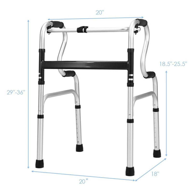 One-Button Folding Aluminum Walking Frame Walker