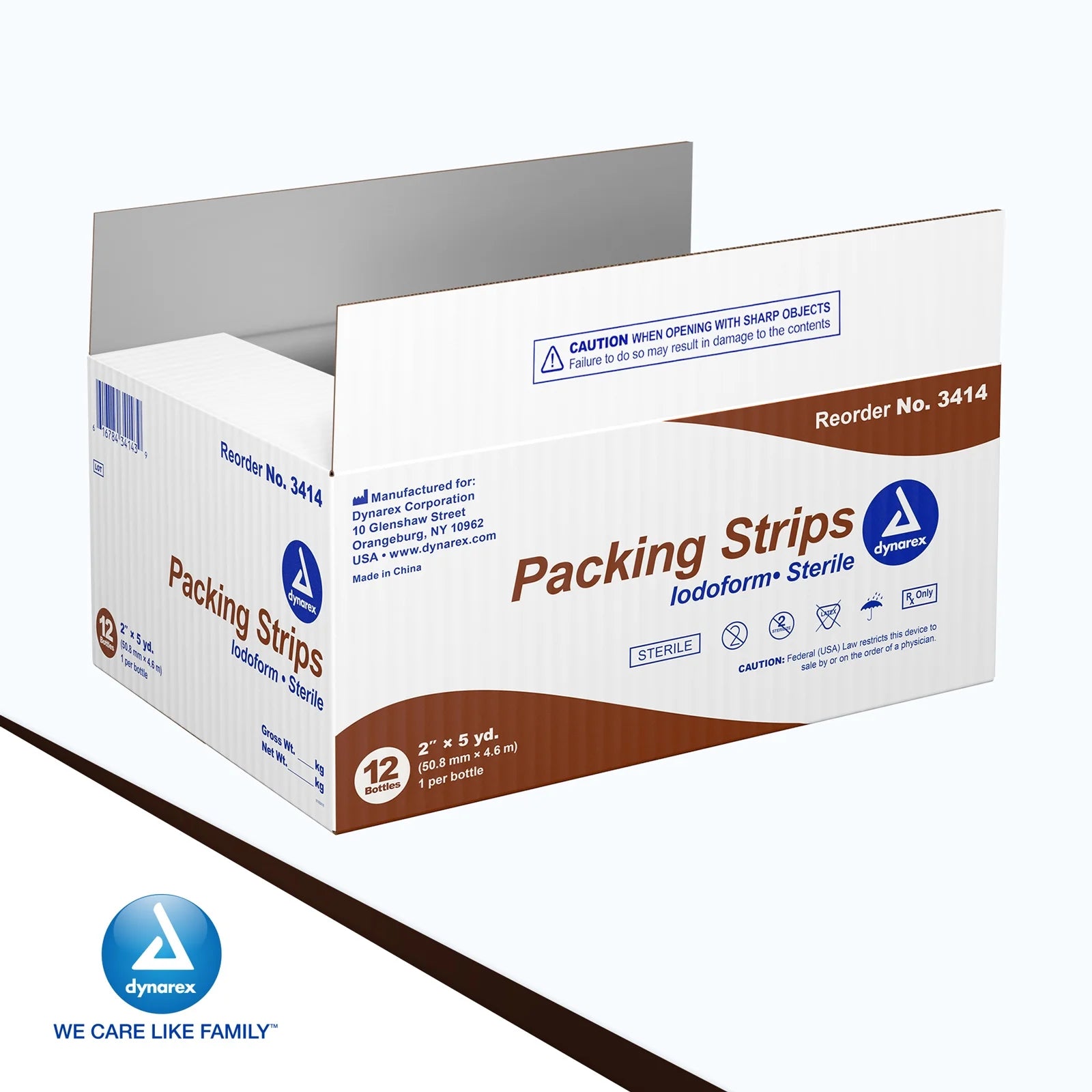 Iodoform Packing Strip, Sterile Wound Care, 100% Cotton Woven Medical Packing Strip, Soft & Absorbent, 2” X 5 Yd., 1 Case of 12 Packing Strip in Jars