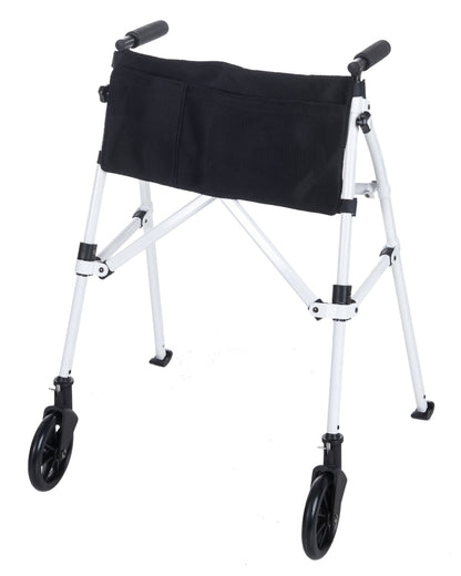 Wonder Walker Plus, Lightweight Folding Rolling Walker for Seniors, Collapsible Travel EZ Fold-N-Go Walker with Wheels, Glides, & Pouch, Compact Standard Walker, Vivid White