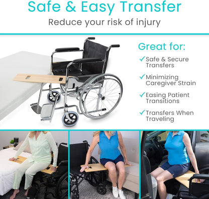 Transfer Board (36" by 12") - Patient Slide Assist Device - Transferring from Wheelchair to Bed, Toilet, Car, Bathtub - Heavy Duty Sliding for Elderly, Seniors, Disabled - Transport Platform