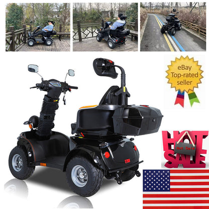 1000W 60V 20AH Four Wheel Adult Senior Travel Mobility Scooter Battery Motor R&B