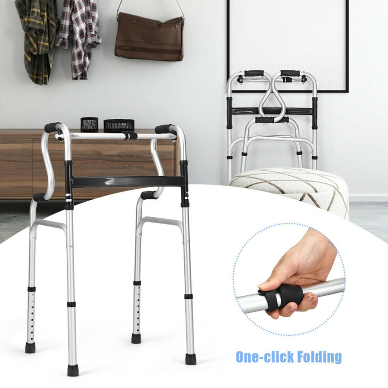 One-Button Folding Aluminum Walking Frame Walker