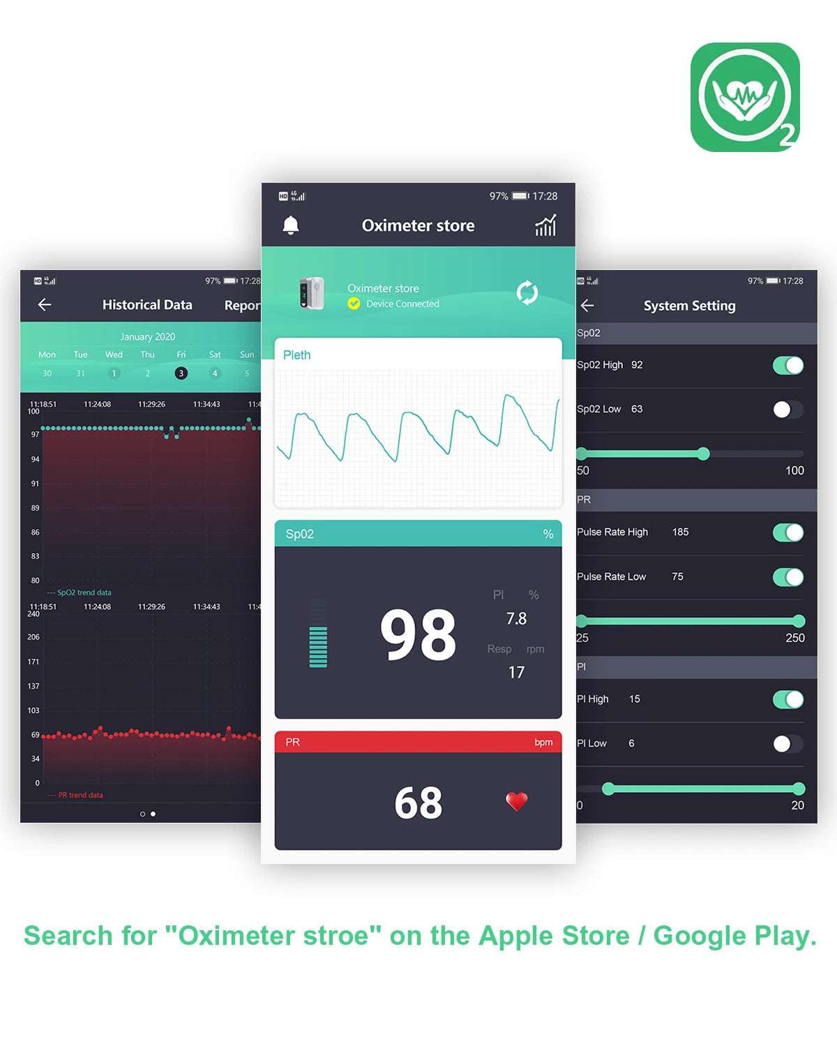 Finger Pulse Oximeter Blood Oxygen Saturation Spo2 PI Oximetro De Dedo Pulsioximetro Oxymeter Bluetooth APP Control