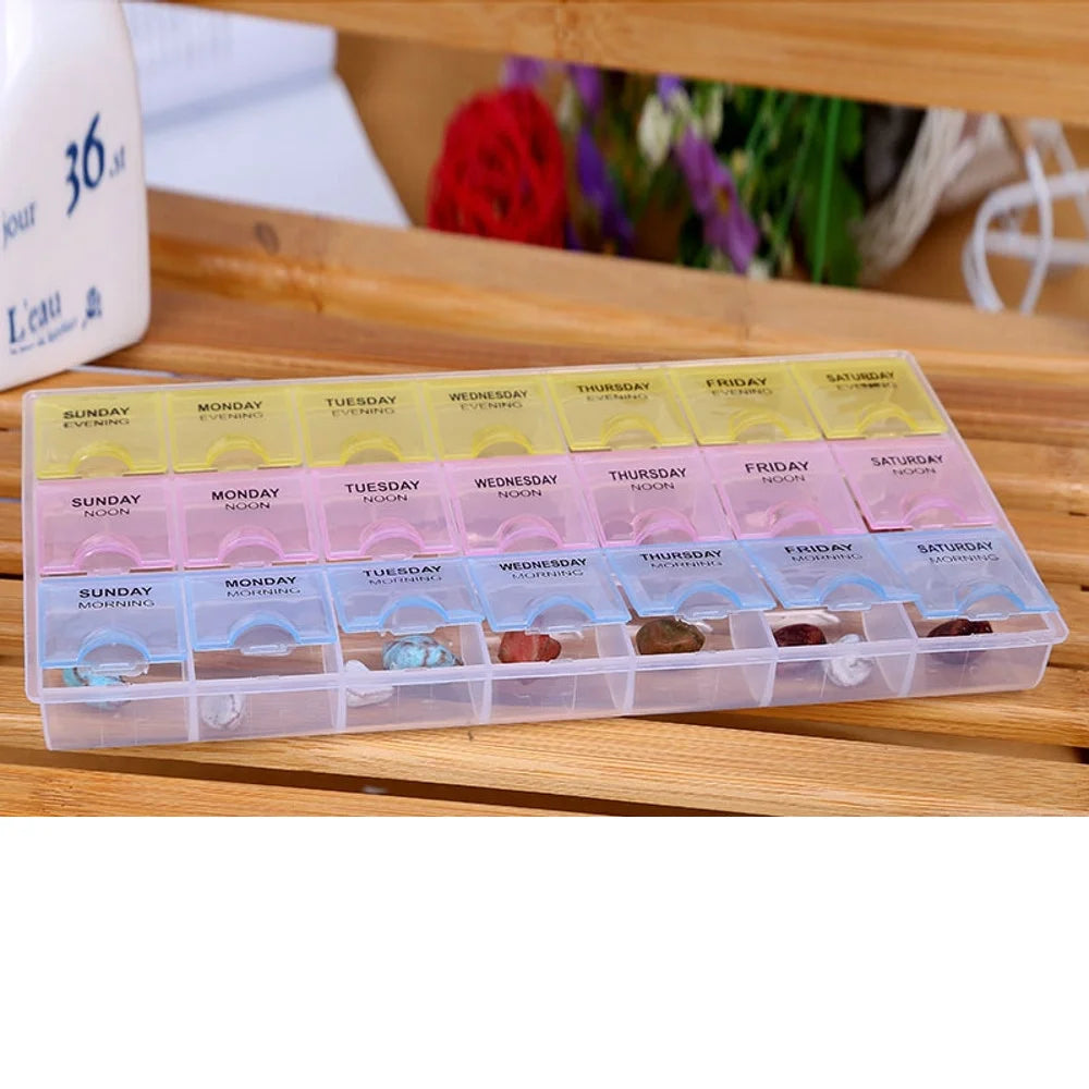 Weekly Pill Organizer 3 Times a Day 7 Day Pill Box Holder Large Daily Medicine Organizer Travel Pill Case Pill Container Multicolor