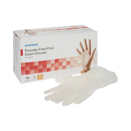 Vinyl Exam Gloves, Powder-Free, Disposable Medical Glove, XS, 150 Count, 10 Boxes, 1500 Total