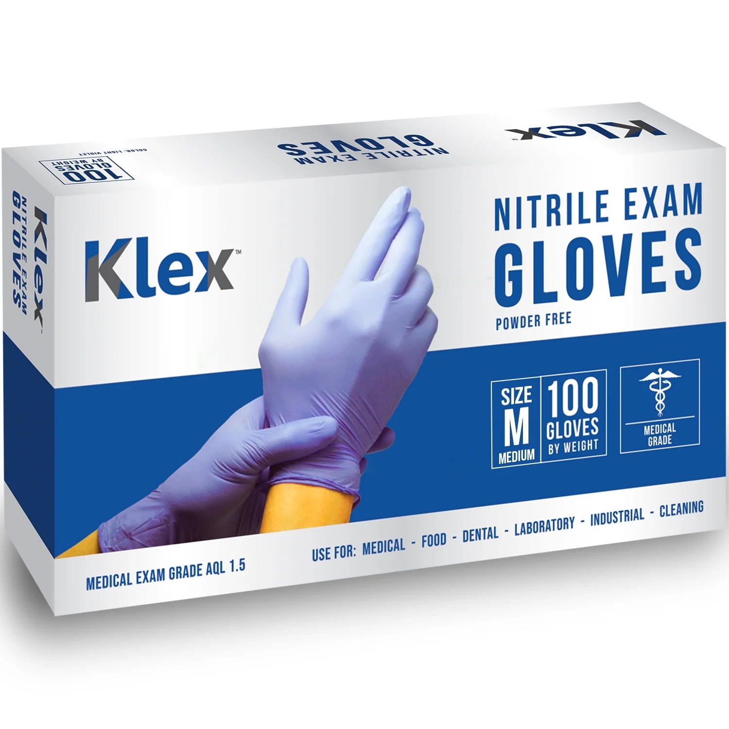 Nitrile Medical Exam Gloves - Powder Free Latex Free Food Safe, Medium, 100 Count